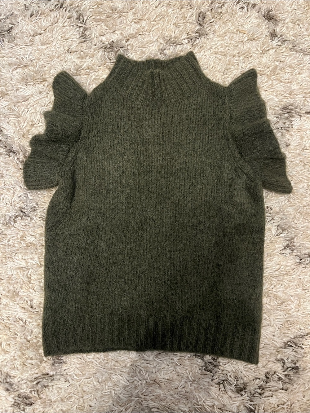 Zara sweater vest with ruffle sleeve. Olive. Green. Size small. New with tags.
